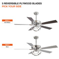 Parrot Uncle 52 Inch Contemporary Chrome Ceiling Fan with Integrated LED Lights and Remote Control